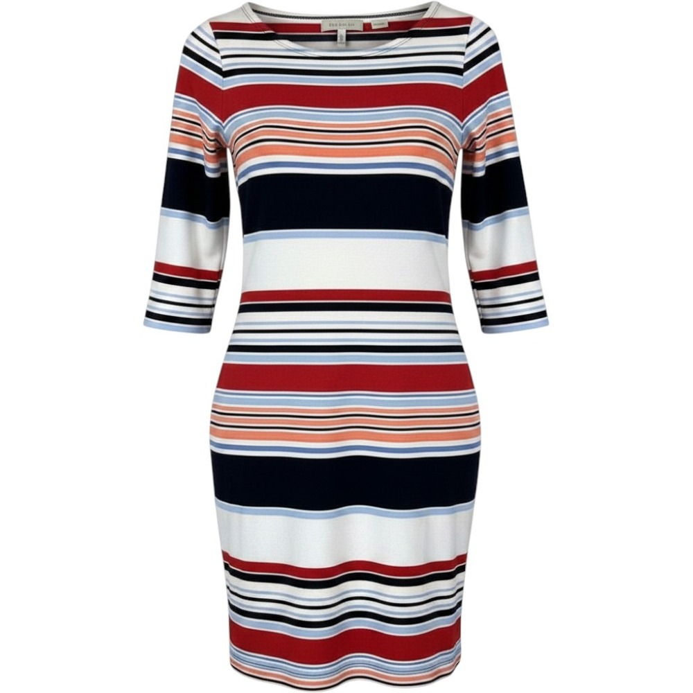 Talbots Womens Stripe Shift T-Shirt Knit Dress 100% Cotton Sz M Petite Nautical